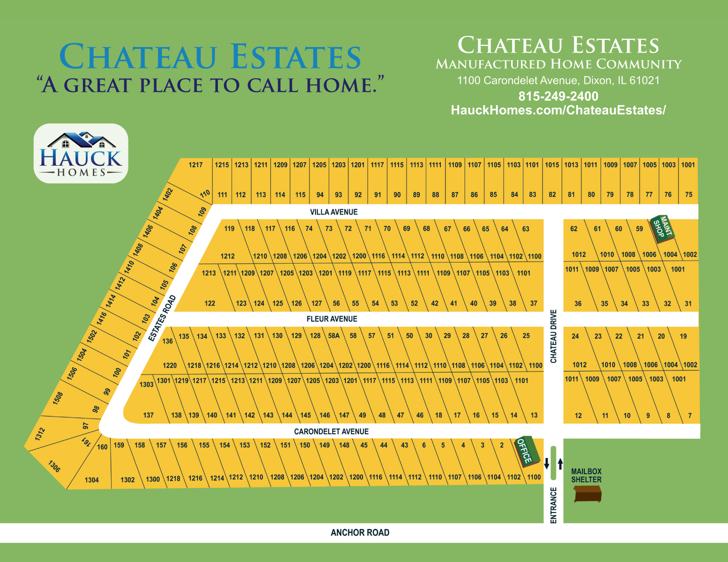 Site map of Chateau Estates
